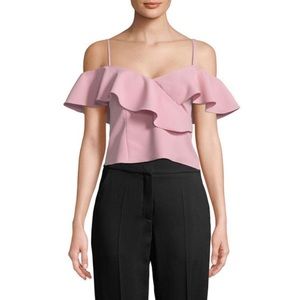 JAYGODFREY Pink Cold Shoulder Crop Top